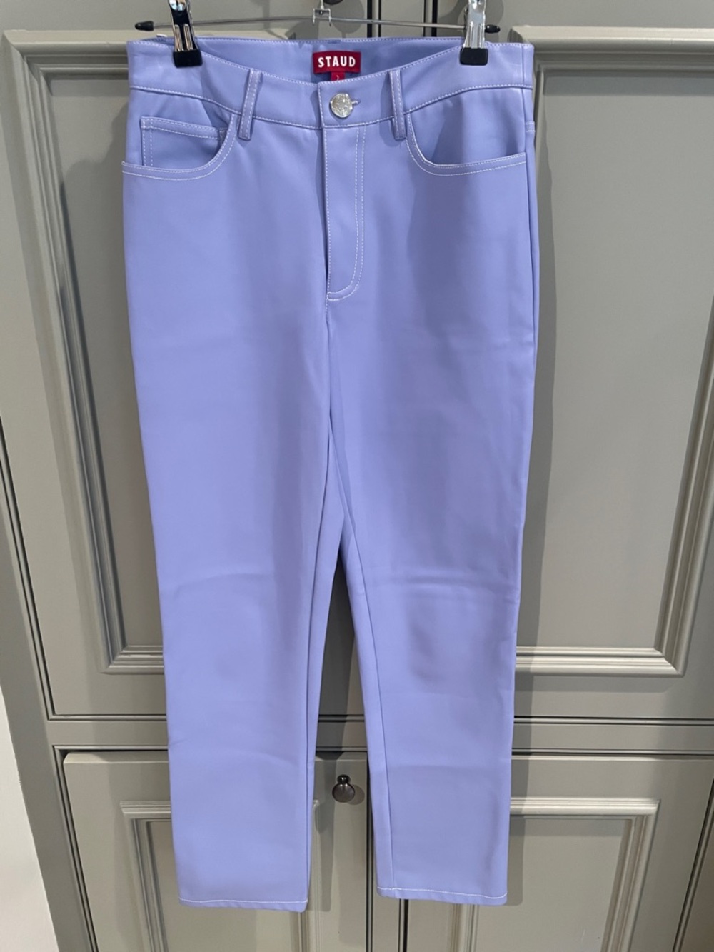 STAUD pastel faux leather pants, ethereal dopamine dressing statement Size 2